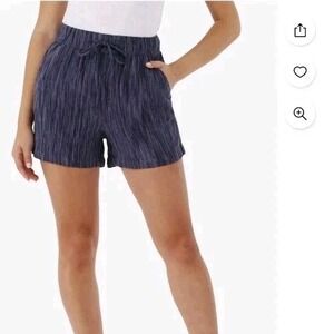 Time and Tru Women's Linen Blend Pull‎ On Shorts Space Dye Blue Size 3XL NWT